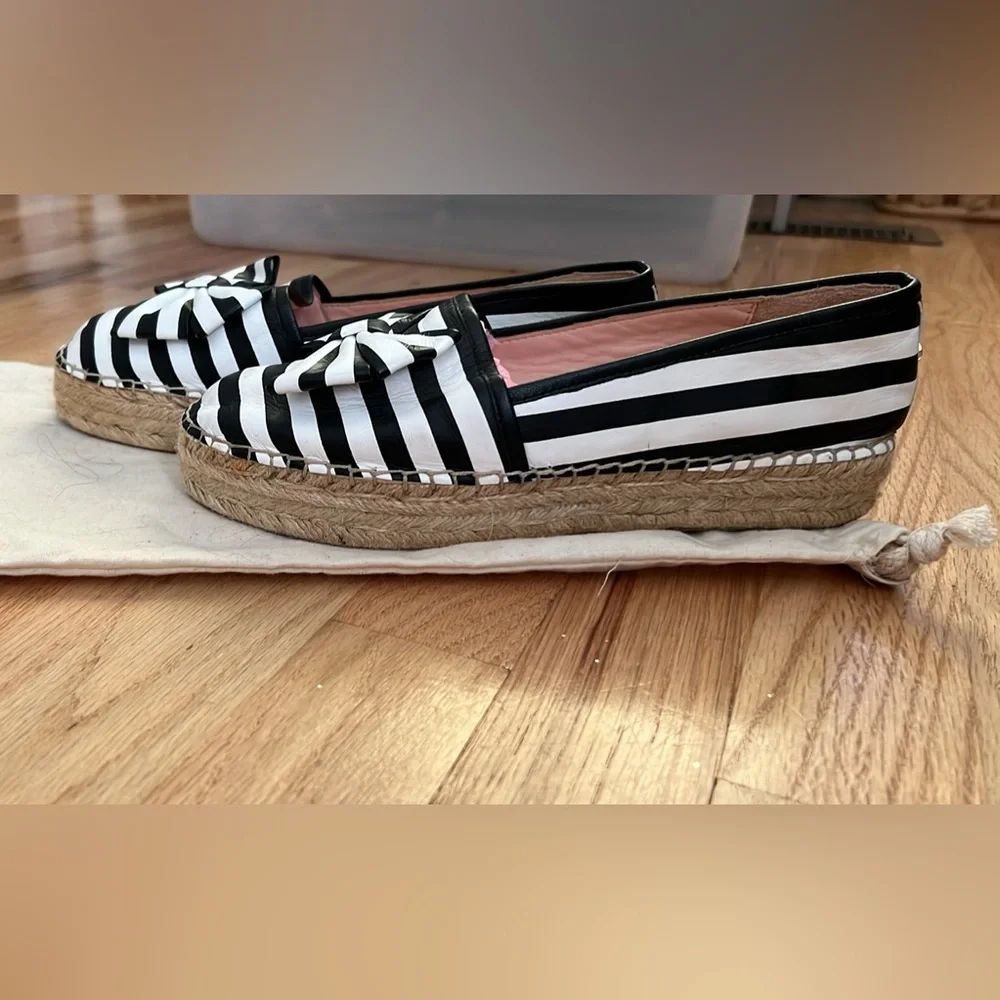 KATE SPADE New York LINDS BOW ESPADRILLE Black + White Stripe - Picture 2 of 4